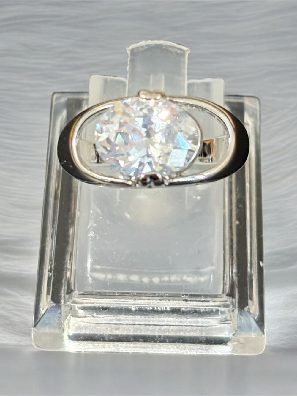 Oval Solitaire CZ Ring - White